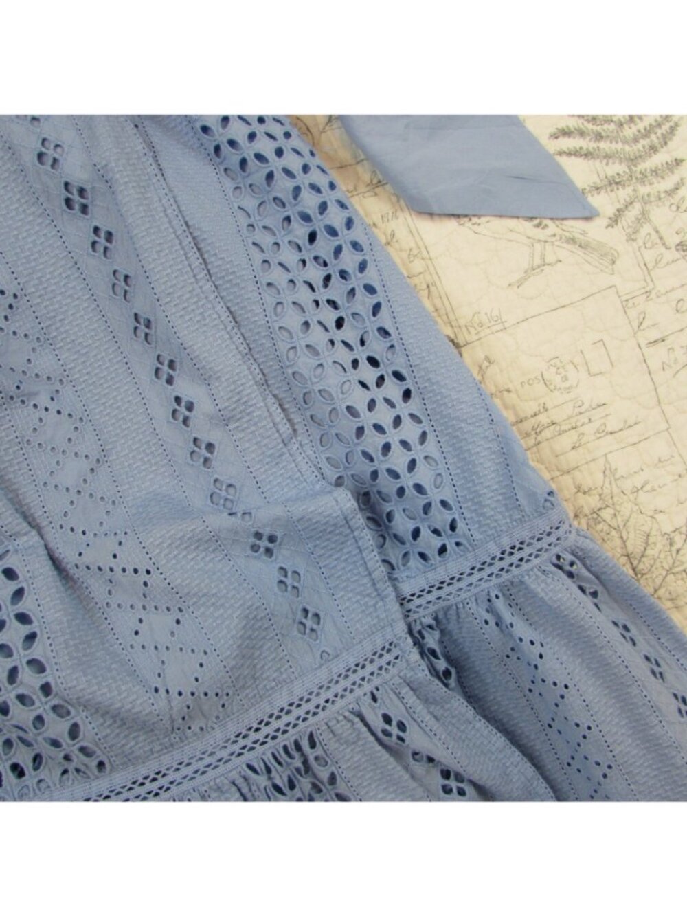 NEW J. Crew Blue All over Eyelet Wrap Midi Dress Flutter Slv lined womens sz 18 - Picture 16 of 16